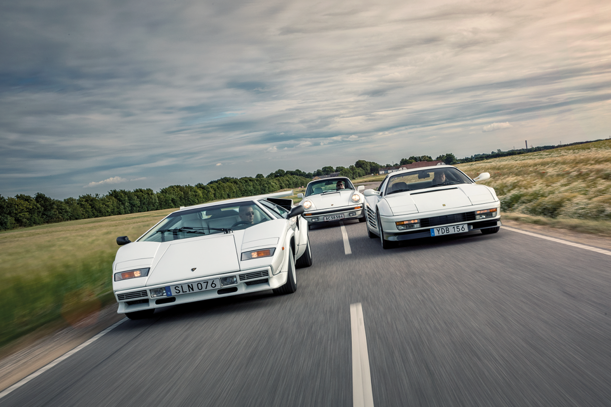 ’80s supercar shootout Countach vs Porsche 911 turbo vs